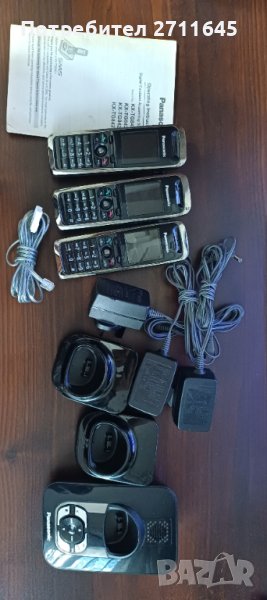 Panasonic безжичен DECT телефон, 3 слушалки, секретар, снимка 1