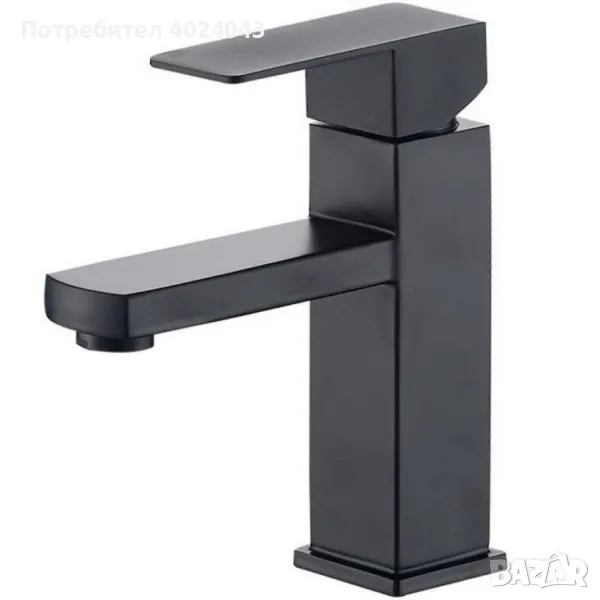 Смесител за мивка неръждаема стомана, керамичен патрон, едноръкохватков, черен, снимка 1