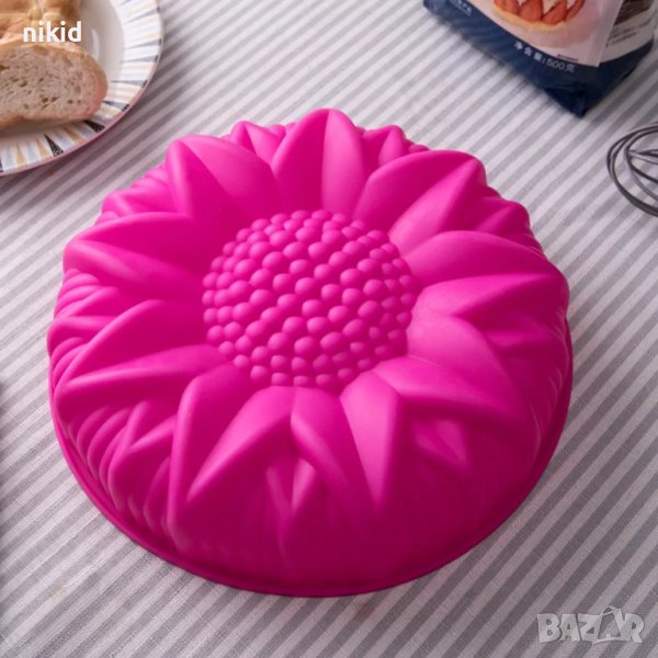 Дълбока Хризантема Слънчоглед силиконов молд форма калъп сапун гипс шоколад свещ мъфин кексче, снимка 1