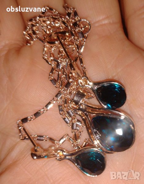 Сет в 3 части Зелени кристални капки, нов, снимка 1