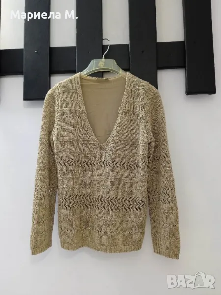 Zara Златист пуловер, S, снимка 1
