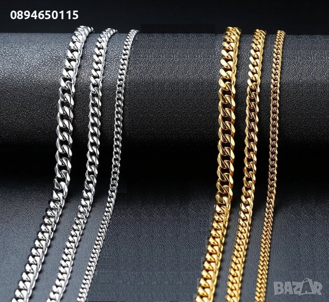 Ланец синджир верижка от медицинска стомана цвят сребро/злато сребърен/златен сребърна/златна 18К, снимка 1