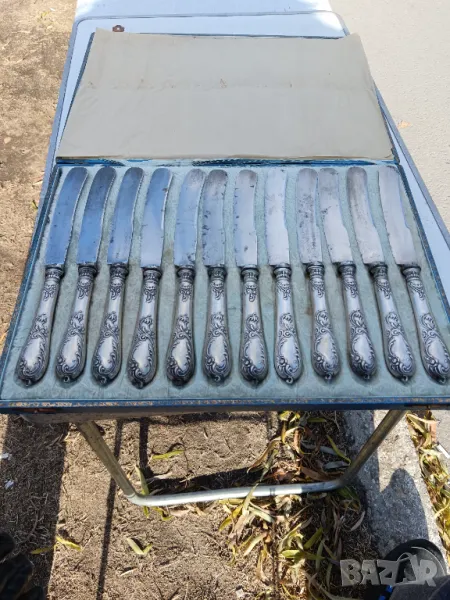 Продавам комплект от 12 приборни ножове със сребърни дръжки, снимка 1