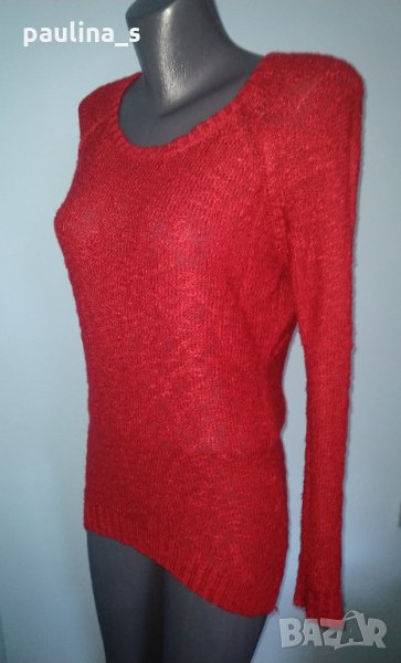 Червен пуловер тип туника с издължена задна част "charlotte russe" / голям размер / унисайз , снимка 1