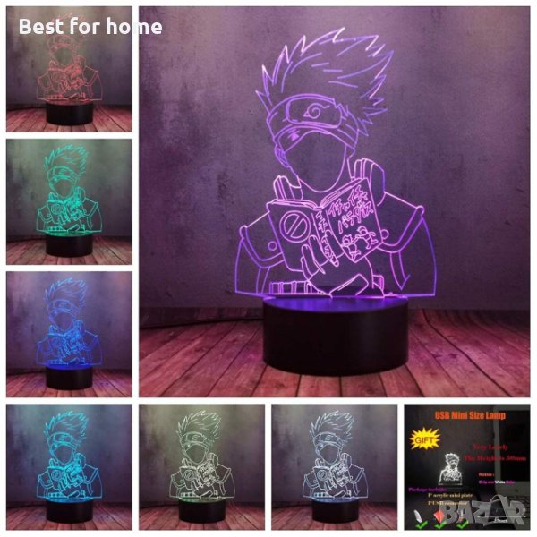 NARUTO 3Д лампа с 3 плаки, снимка 1