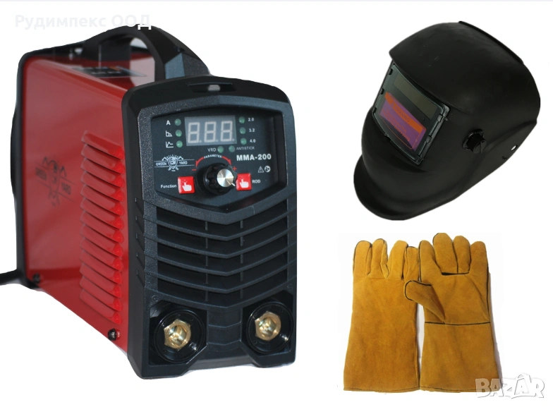 Инверторен IGBT електрожен GREENYARD - ММА 200А -МАСКА И РЪКАВИЦИ, снимка 1