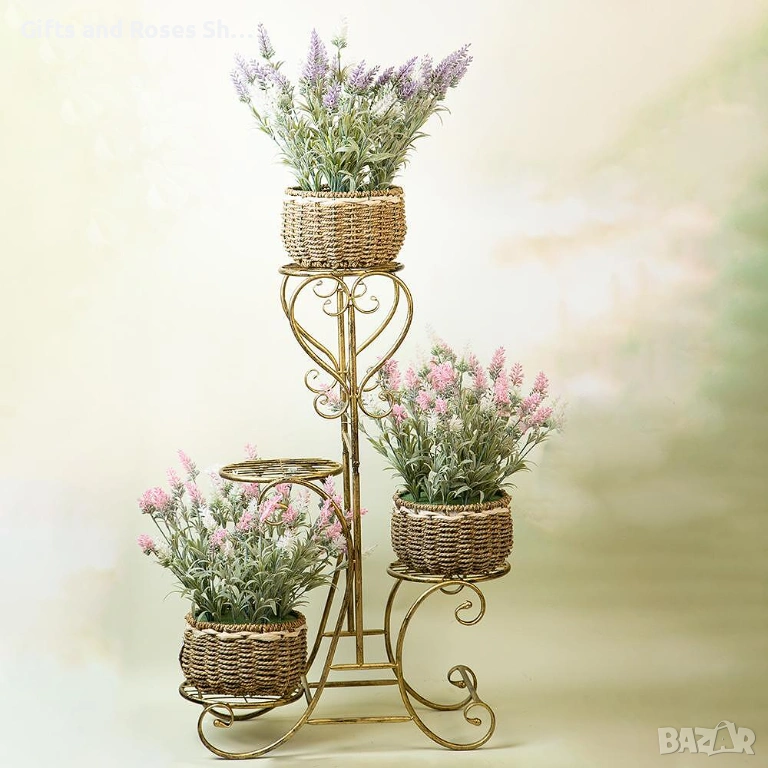 Метален цветарник за 4 саксии, снимка 1