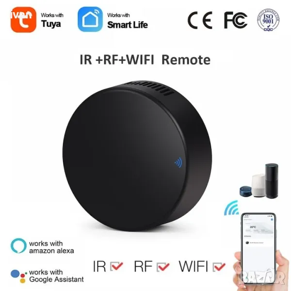 SMART дистанционно управление, С WiFi + IR + RF, съвместимо с Alexa и Google Assistant, , снимка 1