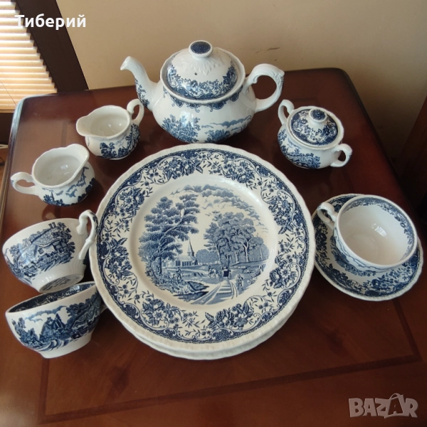 Порцеланов сервиз за чай/чинии плитки Royal Tudor Ware, снимка 1