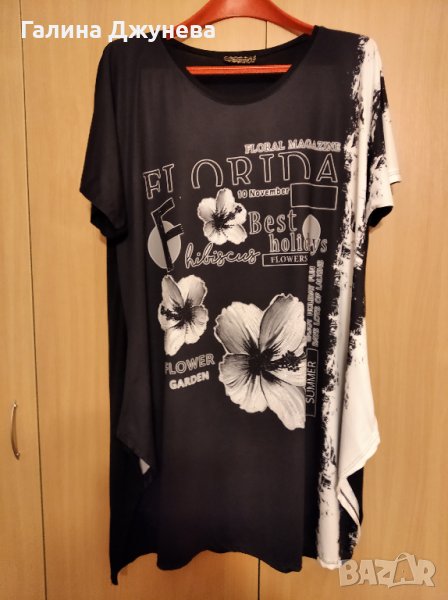 Красива рокля-туника на бели цветя, снимка 1