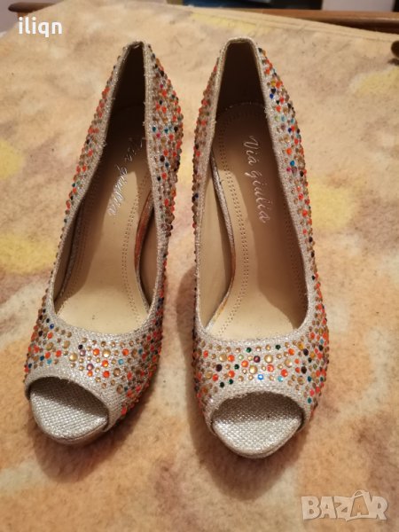 Уникални официални дамски  обувки с 14 см. токче (обувани са един път) 39 номер , снимка 1