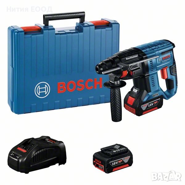 Bosch GBH 180-li акумулаторен перфоратор с 2 батерии х 4Ah, 2J, зарядно и куфар, 0611911121, снимка 1