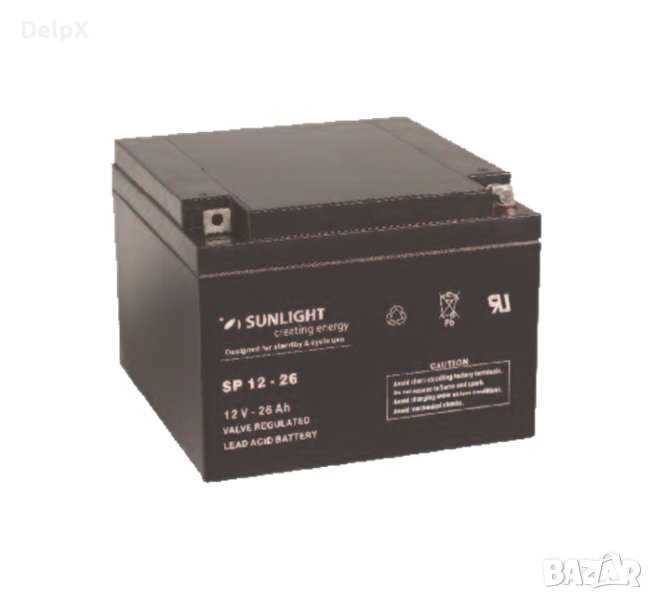 Акумулаторна оловна батерия SUNLIGHT 12V 26AH 166х175х125mm, снимка 1