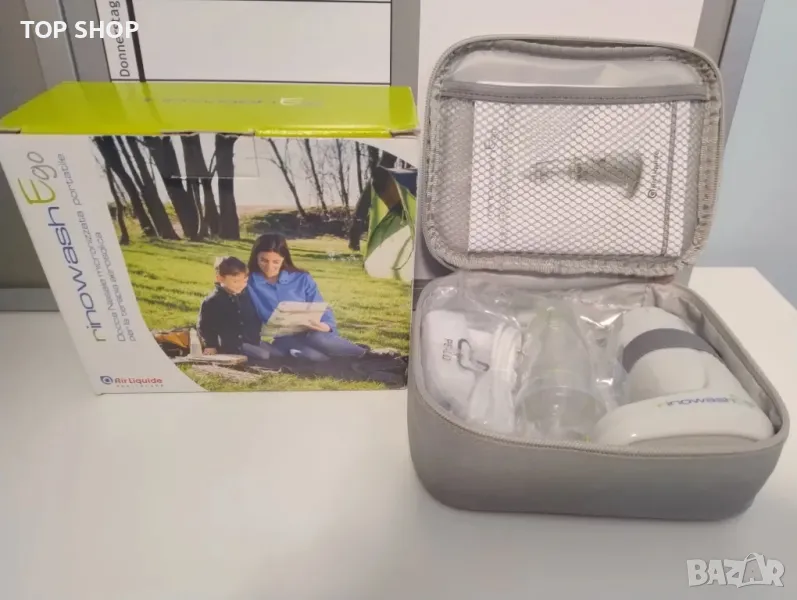 Преносим микронизиран назален душ Rinowash Ego с акумулаторни батерии за аерозолна терапия чисто нов, снимка 1