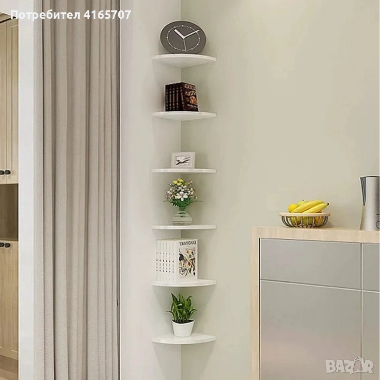 Комплект от 4 ъглови стенни рафта за съхранение – PVC, снимка 1