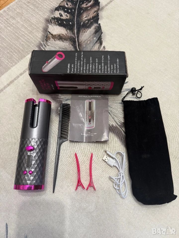 Безкабелен уред за къдрене на коса, снимка 1