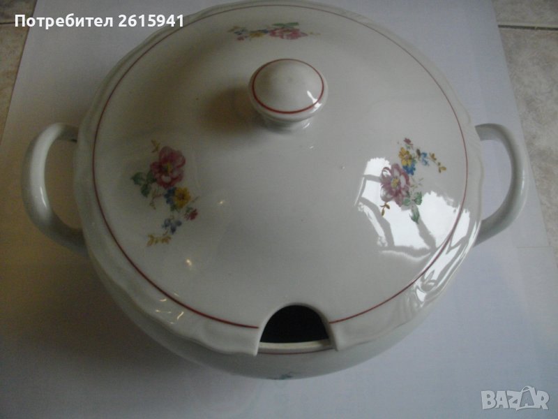 Ретро БГ от Соца-Порцеланов Супник-Голям-ф210мм-Отличен-Китка-Нови Пазар, снимка 1