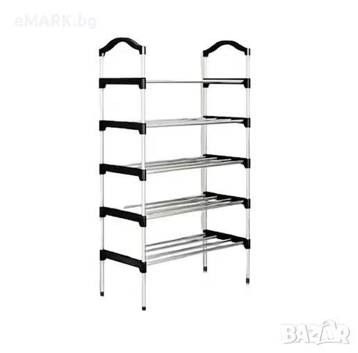 Етажерка за обувки с 5 рафта от поцинковано желязо в сребрист цвят, снимка 1