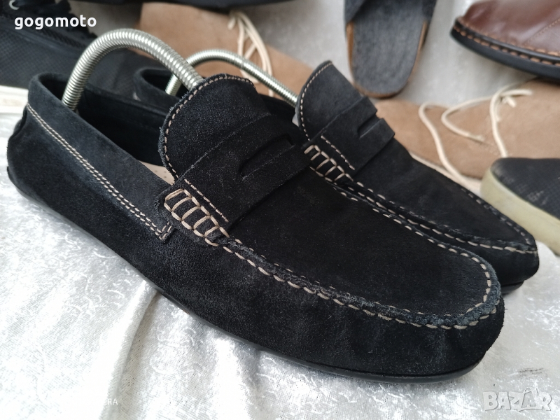 мъжки мокасини BATA® original, 41 - 42, естествена кожа, естествен велур , снимка 1