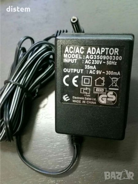AC / DC адаптер модел: AG350900300;  9.0V. 300mA., снимка 1