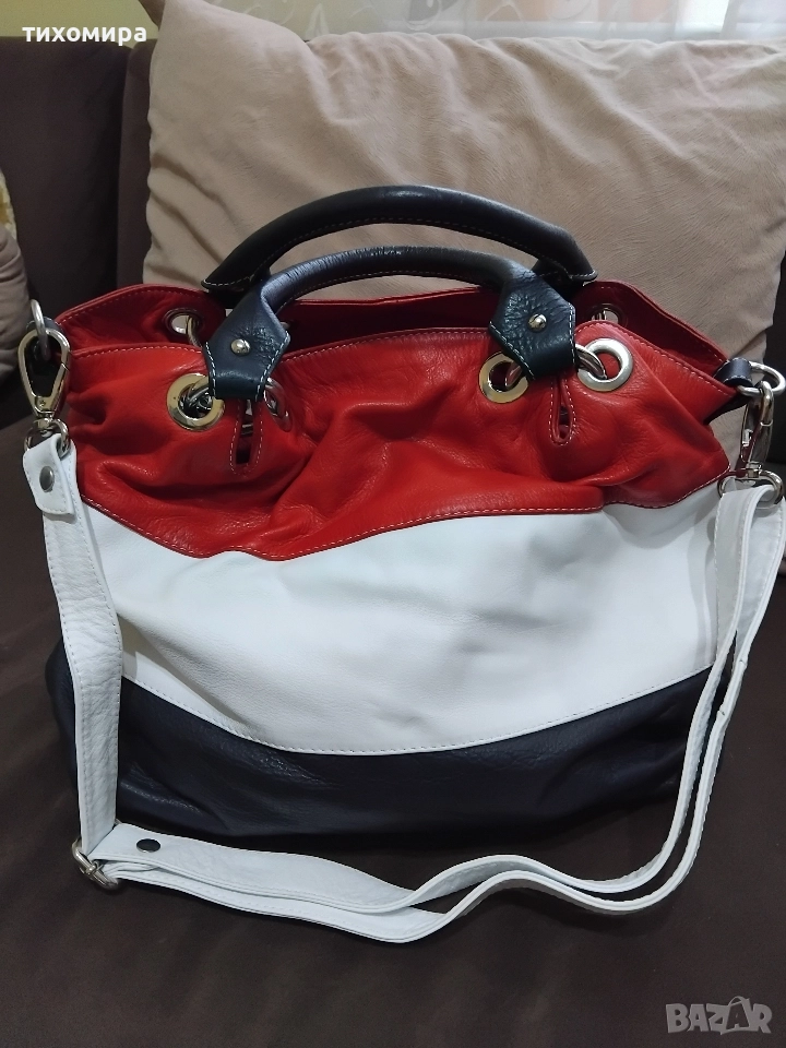 Jenny Vera piele Дамска чанта в три цвята от естественна кожа, снимка 1