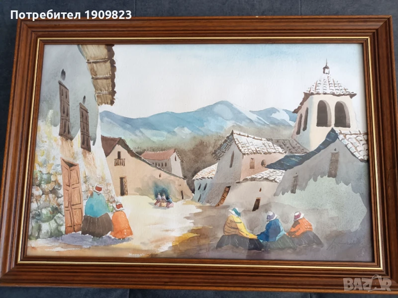 Голям стар акварел , снимка 1