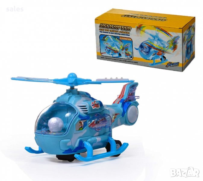Музикална играчка хеликоптер с мигащи светлини и звук, 360 градуса завъртане FLICK IN, снимка 1
