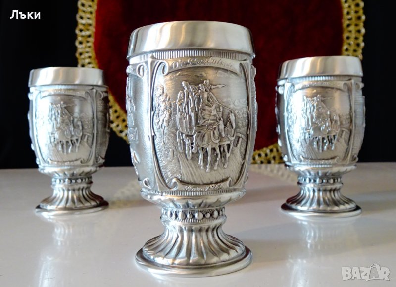 Чаши от калай с картини за старите пощи. , снимка 1