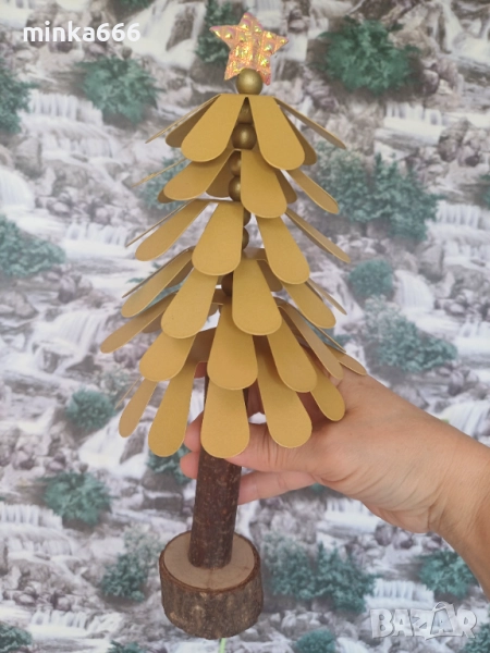 Коледна елхичка от дърво и метал, снимка 1