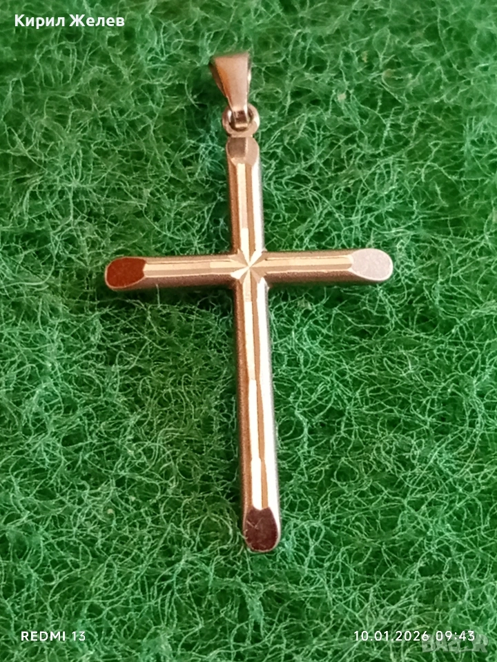 Сребърна висулка кръст елегантен стилен дизайн много красив 52372, снимка 1