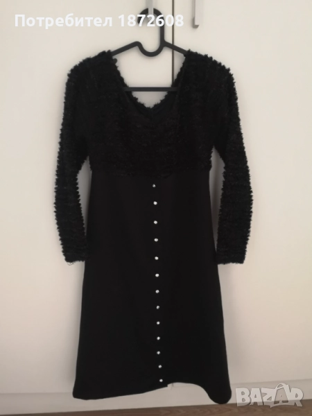 Елегантна черна рокля, подходяща за S/М, снимка 1