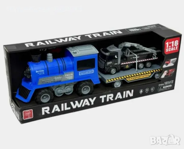 Парен локомотив с ремарке и камион влекач, снимка 2 - Музикални играчки - 47893701