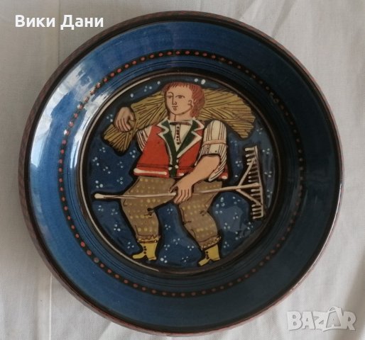 Рисувана керамика Швейцария подпис чиния , снимка 1