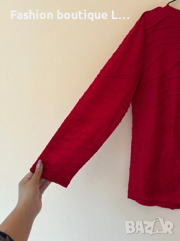Червена дамска блуза XL размер ❤️, снимка 2 - Блузи с дълъг ръкав и пуловери - 53929704