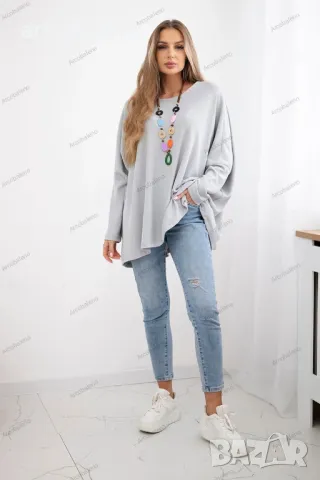 Oversize дамска блуза с колие, 8цвята , снимка 6 - Блузи с дълъг ръкав и пуловери - 48831218