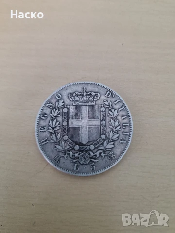 5 Лири 1871 Италия , снимка 1