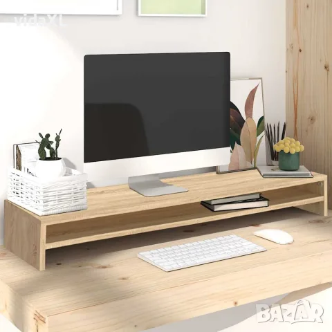 vidaXL Стойка за монитор, дъб сонома, 100x24x13 см, инженерно дърво, снимка 2 - Стойки, 3D очила, аксесоари - 56147734