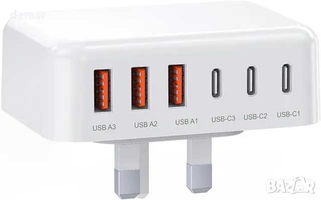 USB C щепсел за бързо зареждане, 100 W PD захранващ адаптер + USB A