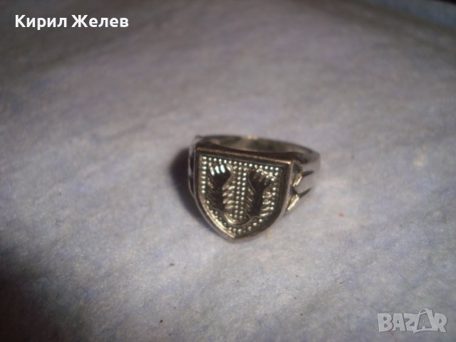 КРАСИВ НИКЕЛИРАН АРТ ПРЪСТЕН със СТИЛИЗИРАН ГЕРБ ЛОВНА ТЕМАТИКА 20268, снимка 6 - Пръстени - 37451522