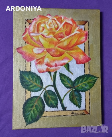 Картина Роза маслени бои, снимка 3 - Картини - 44606365