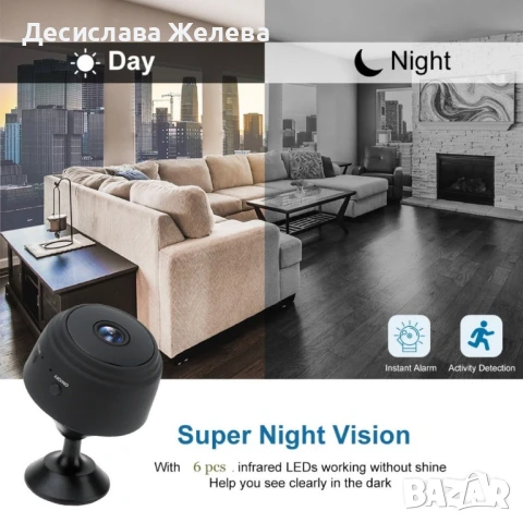 Висококачествена безжична мини IP камера, снимка 4 - IP камери - 50980541