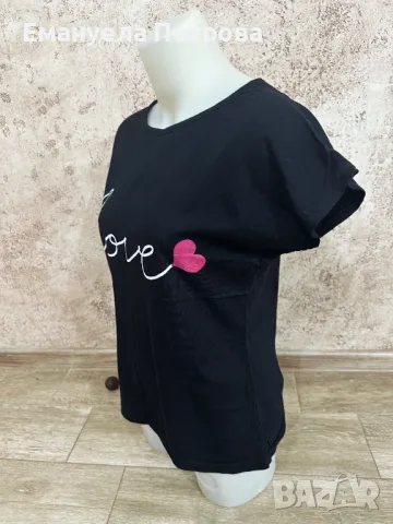 Дамска тениска с принт - черен цвят LOVE