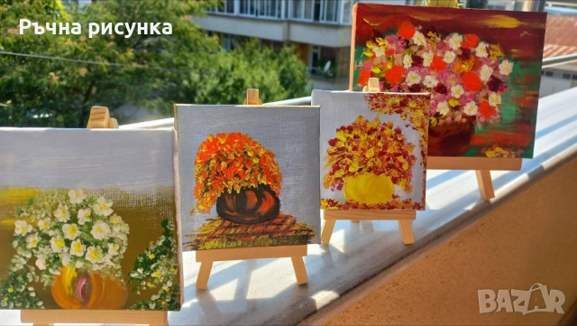 Авторски мини картини тема есен ,цена 10лв -картина и статив и големи картини , снимка 18 - Картини - 38707244