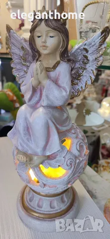 Светещ ангел - цвят пепел от рози ПОЛИРЕЗИН, снимка 2 - Статуетки - 48247567