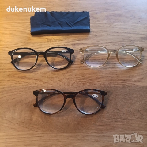 Комплект 3 броя очила за четене, +3.00, кръгли рамки, пружинни панти, снимка 8 - Слънчеви и диоптрични очила - 53071013