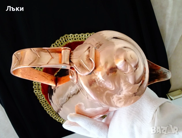 Битова масивна медна кана с капак,чиста червена мед. , снимка 7 - Антикварни и старинни предмети - 51990138