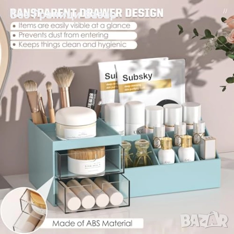 Нов Компактен грим органайзер с 10 секции и 2 чекмеджета за тоалетка, снимка 6 - Други - 52469621