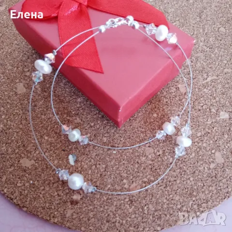 Колие с кристали и естествени перли 