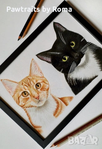 ПРОМО Ръчно рисуван портрет на домашен любимец, снимка 6 - Картини - 38707277