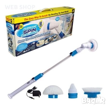 Четка за почистване на баня SPIN SCRUBBER с 3 приставки, снимка 1